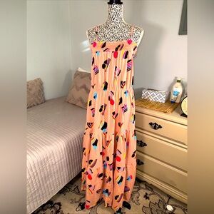 Target Take pride women’s long a-line maxi dress coral multicolor print Sz:L